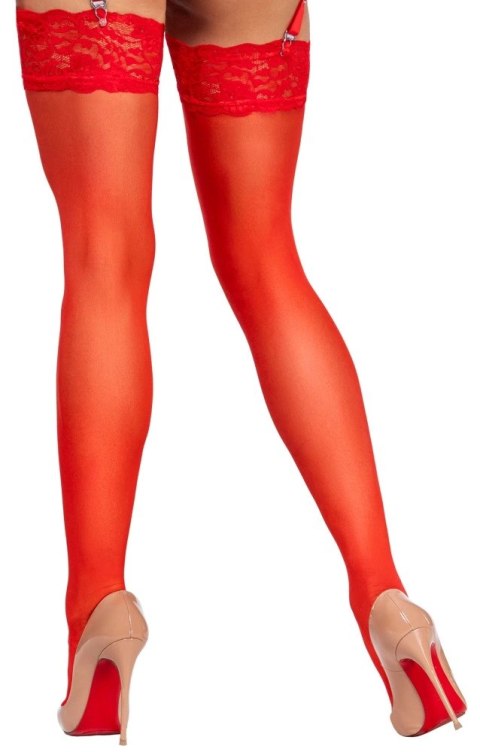 Cottelli Legwear Pończochy Czerwone L z Koronką 20 DEN
