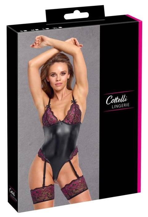 Cottelli Lingerie Body XL z koronką i odpinanymi paskami do pończoch