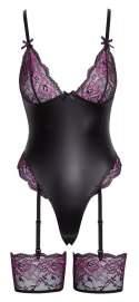 Cottelli Lingerie Body z odpinanymi pasami i koronką S czarny/rożowy