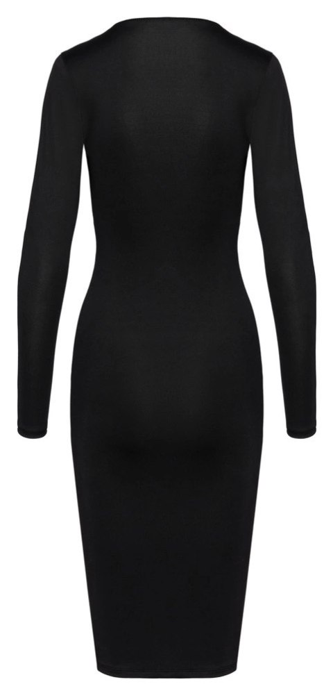 Cottelli Party Sukienka Zip M Czarna, dopasowana, długi rękaw, złoty zamek