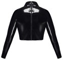 LateX Crop Top L Czarny Lateksowy z Otworem i Stojką