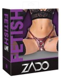 ZADO Pas Skorzany Strap-On 2XL, regulowany, czarno-czerwony, metalowe okucia