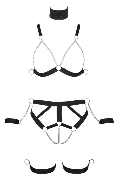 Bad Kitty Harness Bikini M czarny zestaw uprzęży z łańcuchami