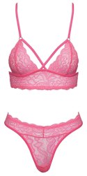 Cottelli Collection Fantasy komplet bielizny koronkowej S/M neonowy roż