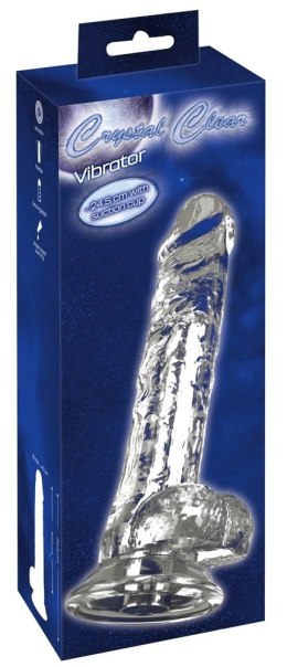Crystal Clear Vibrator 24,5 cm - transparentny, 10 trybow wibracji, ładowalny