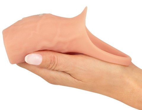 Realistixxx Real Sleeve Open - silikonowy rękaw wibracyjny z pierścieniem, ładowalny