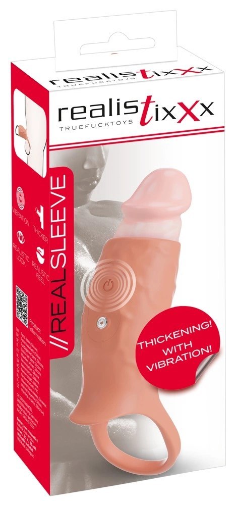 Realistixxx Real Sleeve Open silikonowy rękaw z wibracją 10 trybow 14 cm
