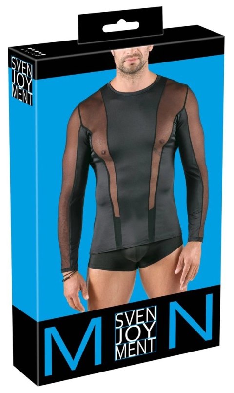 Svenjoyment Koszula Męska Długi Rękaw Czarna Siatka S