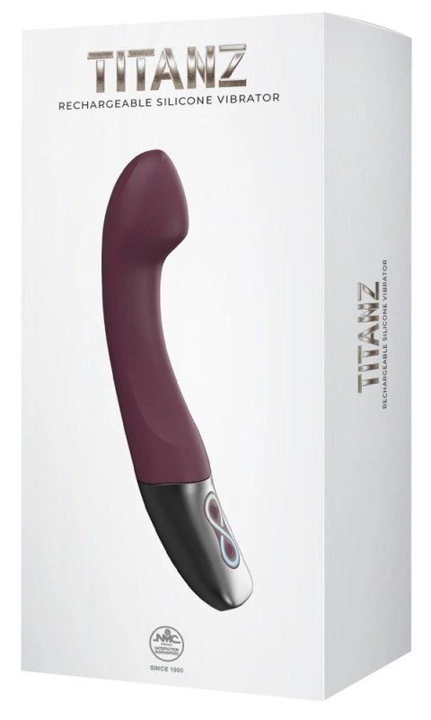 Titanz Vibrator Rubine Red - silikonowy model ładowany USB, 19,5 cm