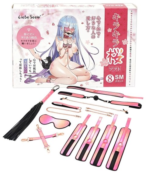 Liebe Seele Vivid Sakura Zestaw Bondage 8 elementow perłowy roż