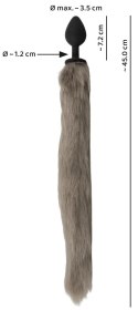 You2Toys Fluffy Tail Grey silikonowy model z futrzanym ogonem 45 cm