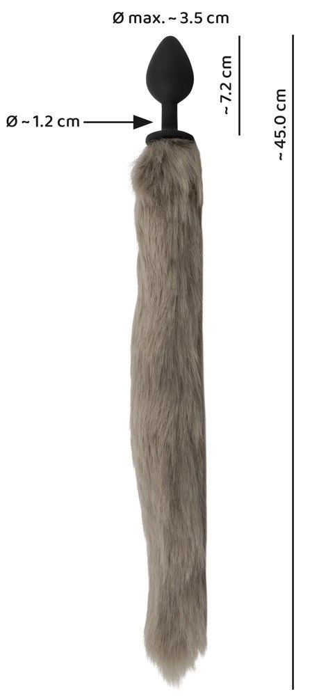 You2Toys Fluffy Tail Grey silikonowy model z futrzanym ogonem 45 cm