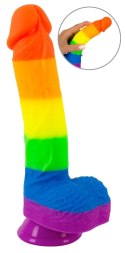You2Toys PRIDE! silikonowy model intymny tęczowy 21 cm z podstawą