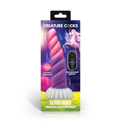 Cloud Rider Unicornio Model Silikonowy z Wibracją Fioletowo-Rożowy 16 cm