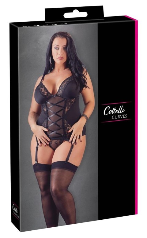 Cottelli Collection Cami Suspender Set 4XL koronkowy komplet z pasem