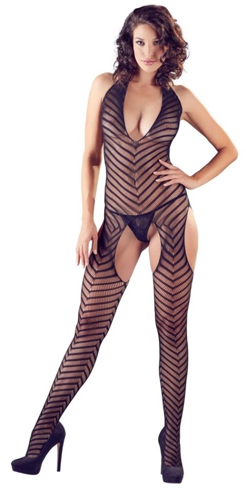 Cottelli Collection Catsuit S-L z wycięciami i koronkowym sznurem