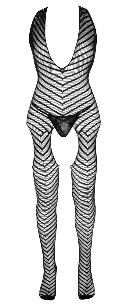 Cottelli Collection Catsuit S-L z wycięciami i koronkowym sznurem