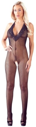 Cottelli Collection Net Catsuit S-L z koronką, czarny, otwarty tył