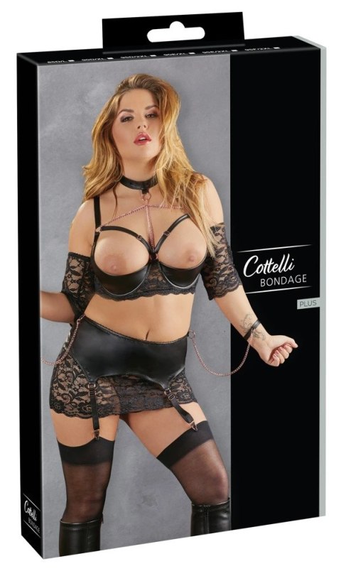 Cottelli Collection Shelf Bra Set 90E/XL z koronką i uprzężą