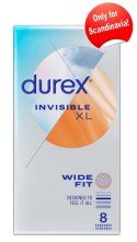 Durex Invisible XXL ultracienkie prezerwatywy 8 sztuk szerokość 60 mm