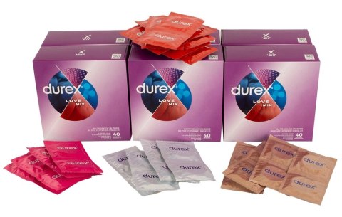 Durex Love Mix 40 szt. VE6 - zestaw prezerwatyw, 5 wariantow smakowych i tekstur