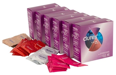 Durex Love Mix 40 szt. VE6 - zestaw prezerwatyw, 5 wariantow smakowych i tekstur