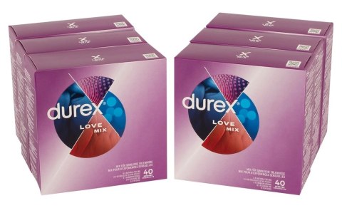 Durex Love Mix 40 szt. VE6 - zestaw prezerwatyw, 5 wariantow smakowych i tekstur