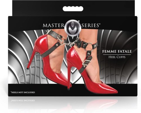 Femme Fatale Punos de Tacon czarno-czerwone mankiety na kostki z eko-skory