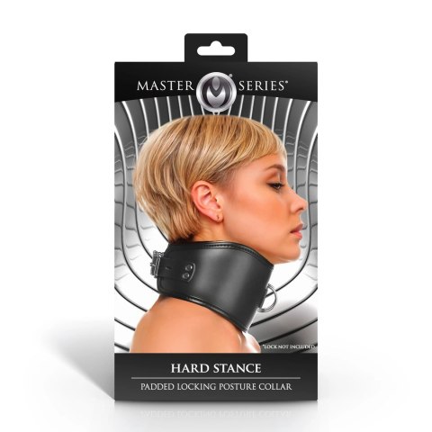 Hard Stance Padded Collar z blokadą, regulowany, czarny, vegan leather