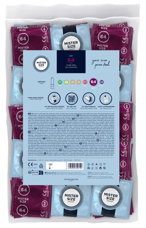 Mister Size prezerwatywy 64mm 100 szt. naturalny lateks, nawilżane