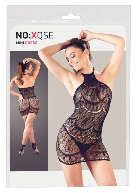NO:XQSE Mini Dress Siateczkowa Czarna z Kwiatowym Wzorem S-L + Stringi