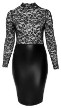 Noir Handmade Curves sukienka koronkowa 6XL czarna wetlook midi