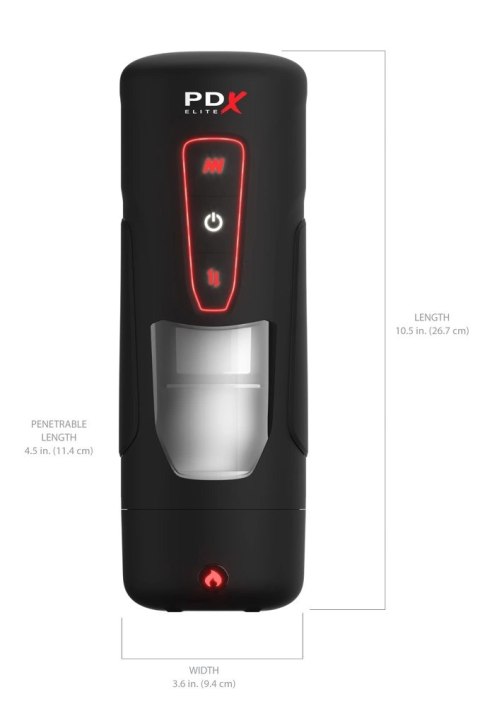 PDX Elite Milk Me Hotter Black - automatyczna maszyna intymna z funkcją podgrzewania