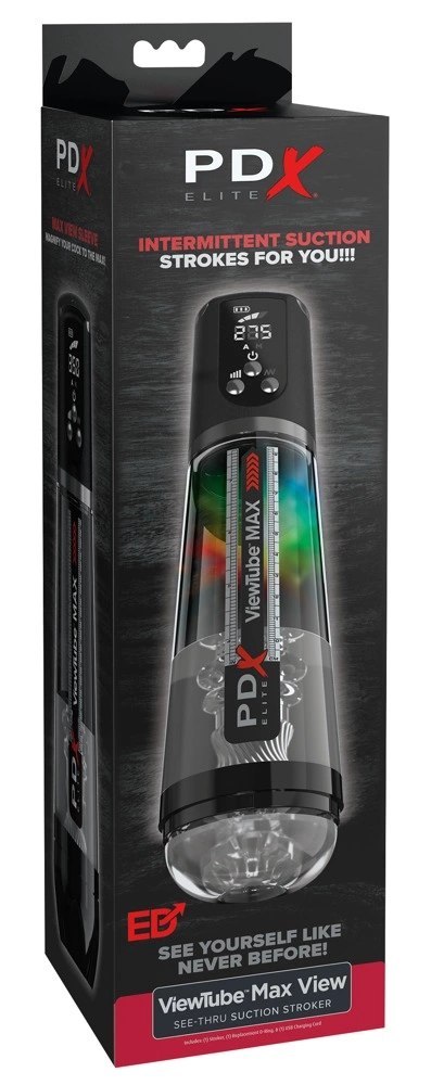 PDX Elite ViewTube MAX Black - Automatyczna maszyna intymna LED 30,5 cm