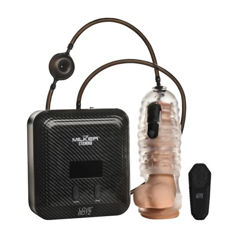 XR Brands El Milker Stamina - Automatyczny system z funkcją ssania i wibracji, transparentny
