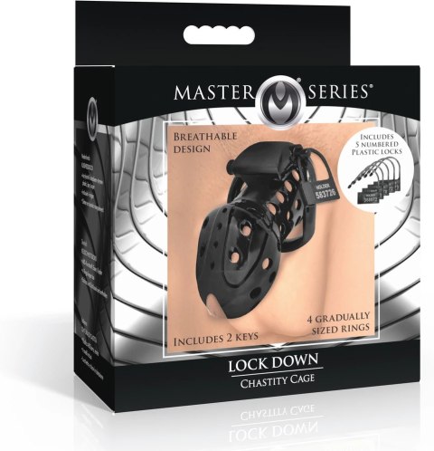 XR Brands Lock Down - system anatomiczny czarny, 4 rozmiary pierścieni