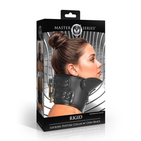 XR Brands Rigid Locking Collar z podparciem podbrodka czarny