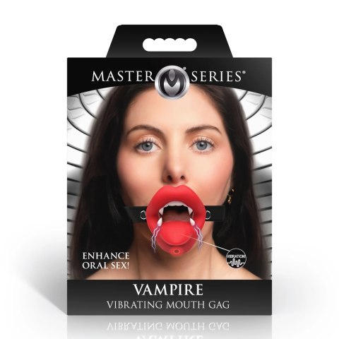 XR Brands Vampire Vibrating Mouth Gag Czerwone Usta i Kły, silikonowy