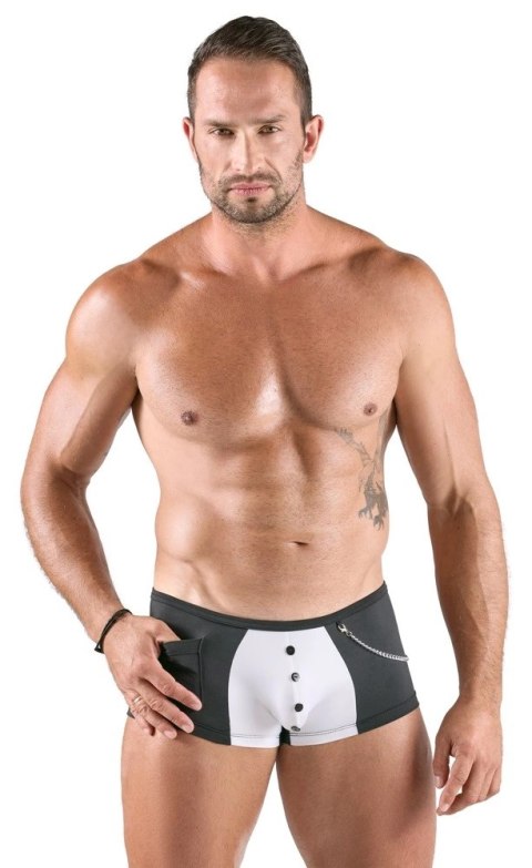 Svenjoyment Spodnie kelnerskie męskie S czarno-białe z łańcuszkiem