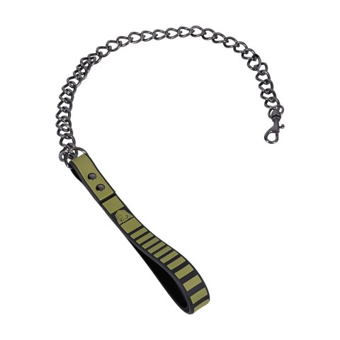 Doc Johnson Tactical Collar & Leash Black/Green - regulowany neoprenowy komplet