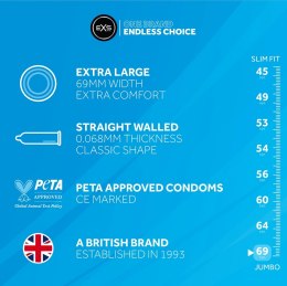 EXS Jumbo 12 szt. prezerwatywy szerokie 69mm naturalna gładka lateksowa