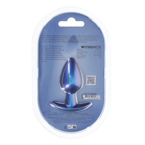 OUCH! Smooth Silicone Plug Medium 7,9 cm Metaliczny Niebieski
