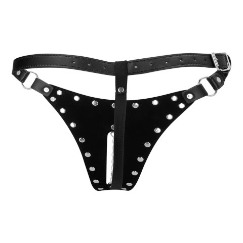 OUCH! Xtreme model PU Leather czarny pas z łańcuszkiem, regulowany