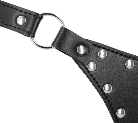 OUCH! Xtreme model PU Leather czarny pas z łańcuszkiem, regulowany