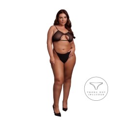 Obsessive Keyhole Mesh Bra Plus Size Czarny z Podwojnymi Ramiączkami