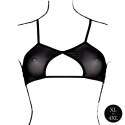 Obsessive Keyhole Mesh Bra Plus Size Czarny z Podwojnymi Ramiączkami