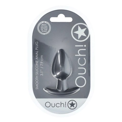Ouch! Smooth Silicone Plug Medium 7,9 cm Gunmetal - anatomiczny kształt