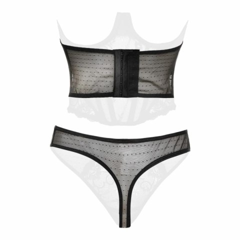 Obsessive Alaya połgorset i stringi czarne koronka kropki L