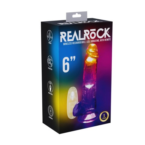 RealRock LED Transparent Model 15 cm - Wibrujący z Przyssawką