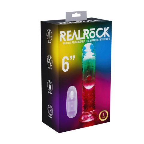 RealRock LED Wibrujący Model Prosty 15 cm Transparentny